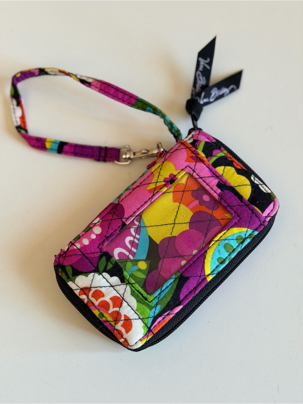 Vera Bradley Multicolor Quilted Wristlet Pouch - Pink, Yellow, Green, Blue